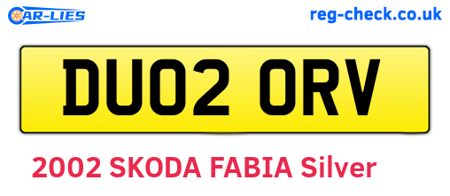 DU02ORV are the vehicle registration plates.