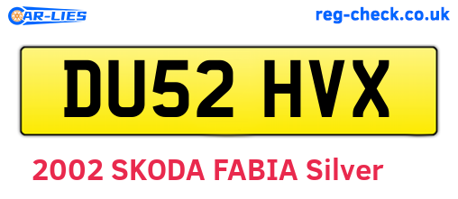 DU52HVX are the vehicle registration plates.