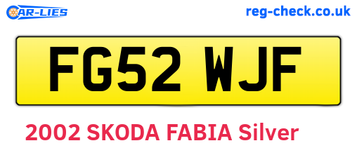 FG52WJF are the vehicle registration plates.