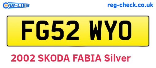 FG52WYO are the vehicle registration plates.