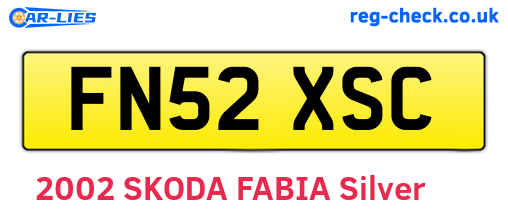 FN52XSC are the vehicle registration plates.