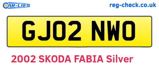 GJ02NWO are the vehicle registration plates.