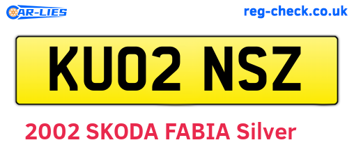 KU02NSZ are the vehicle registration plates.