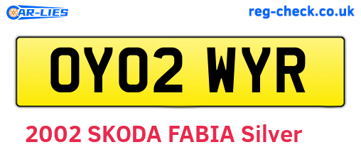OY02WYR are the vehicle registration plates.