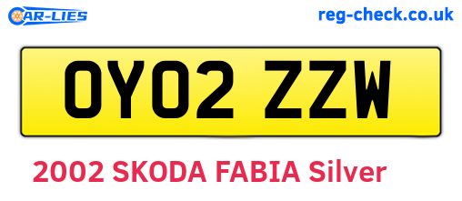 OY02ZZW are the vehicle registration plates.