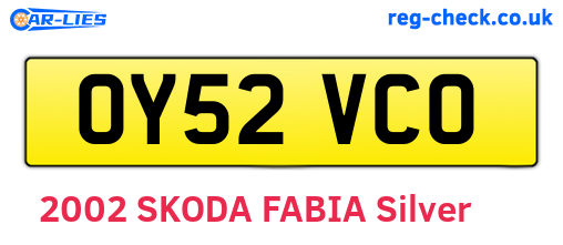 OY52VCO are the vehicle registration plates.