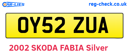 OY52ZUA are the vehicle registration plates.