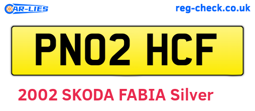 PN02HCF are the vehicle registration plates.