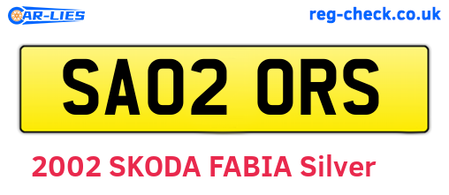 SA02ORS are the vehicle registration plates.
