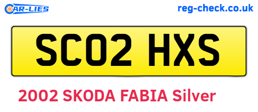 SC02HXS are the vehicle registration plates.