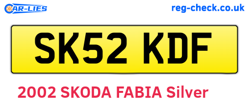 SK52KDF are the vehicle registration plates.