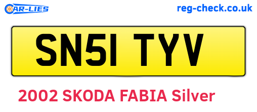 SN51TYV are the vehicle registration plates.