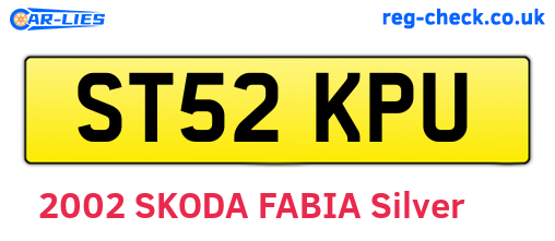ST52KPU are the vehicle registration plates.