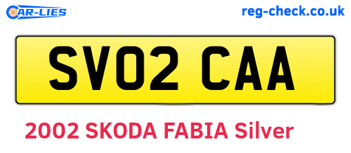 SV02CAA are the vehicle registration plates.