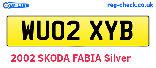 WU02XYB are the vehicle registration plates.