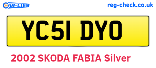 YC51DYO are the vehicle registration plates.