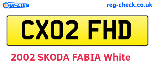 CX02FHD are the vehicle registration plates.