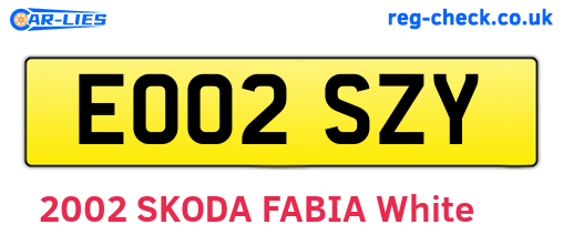 EO02SZY are the vehicle registration plates.