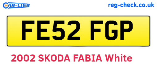 FE52FGP are the vehicle registration plates.