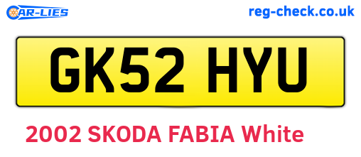 GK52HYU are the vehicle registration plates.