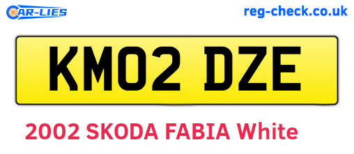 KM02DZE are the vehicle registration plates.