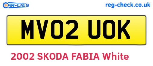 MV02UOK are the vehicle registration plates.