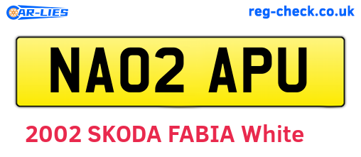 NA02APU are the vehicle registration plates.