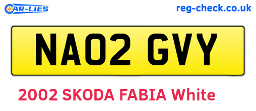 NA02GVY are the vehicle registration plates.