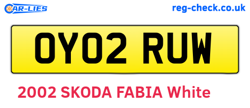 OY02RUW are the vehicle registration plates.