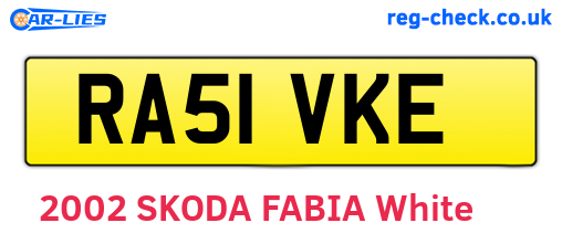 RA51VKE are the vehicle registration plates.