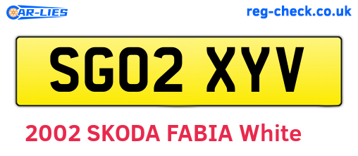 SG02XYV are the vehicle registration plates.