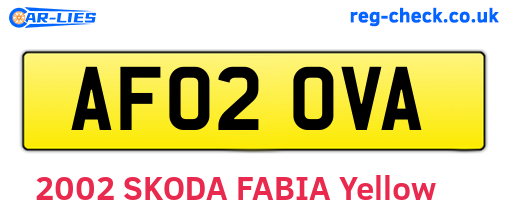 AF02OVA are the vehicle registration plates.