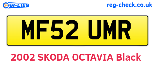 MF52UMR are the vehicle registration plates.