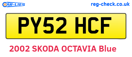 PY52HCF are the vehicle registration plates.