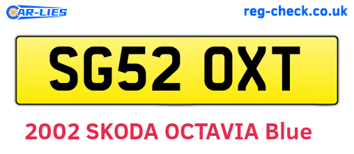 SG52OXT are the vehicle registration plates.