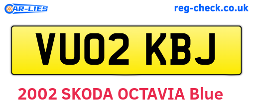 VU02KBJ are the vehicle registration plates.