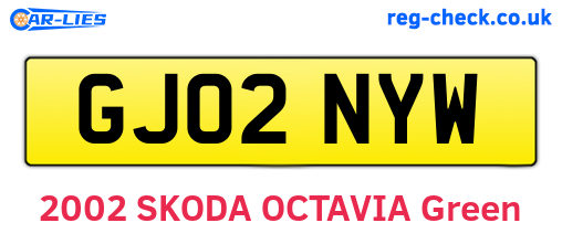 GJ02NYW are the vehicle registration plates.