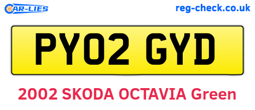 PY02GYD are the vehicle registration plates.