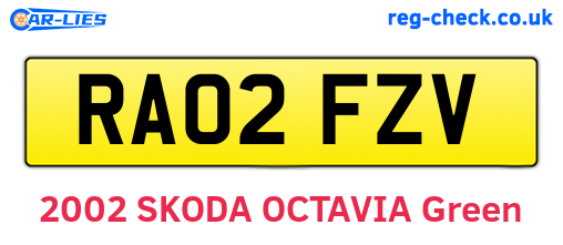RA02FZV are the vehicle registration plates.
