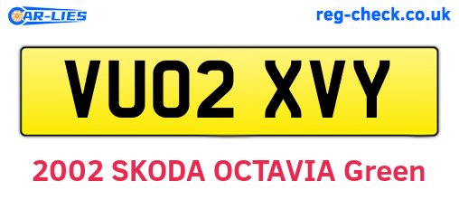 VU02XVY are the vehicle registration plates.