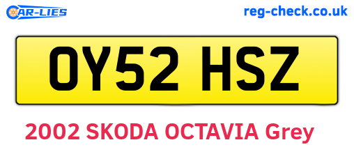 OY52HSZ are the vehicle registration plates.