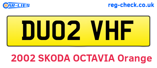 DU02VHF are the vehicle registration plates.