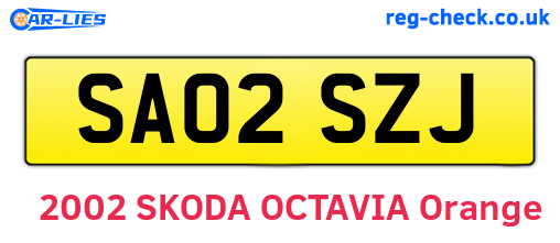 SA02SZJ are the vehicle registration plates.