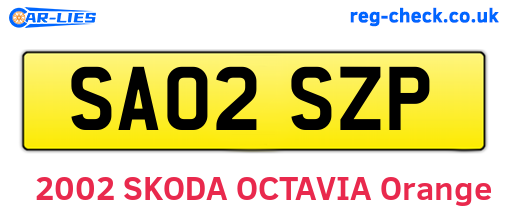 SA02SZP are the vehicle registration plates.