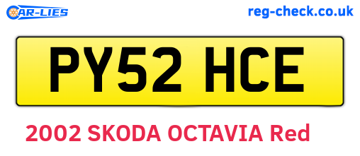 PY52HCE are the vehicle registration plates.