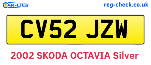 CV52JZW are the vehicle registration plates.