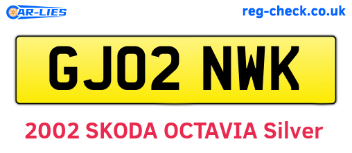 GJ02NWK are the vehicle registration plates.