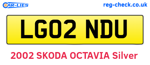 LG02NDU are the vehicle registration plates.