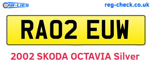 RA02EUW are the vehicle registration plates.