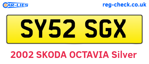 SY52SGX are the vehicle registration plates.